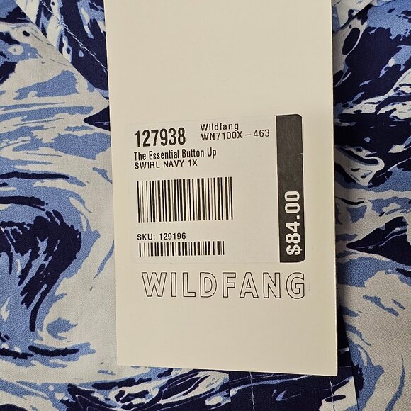 Wildfang The Essential Top Button Up Shirt Women Size 1X Swirl Navy - Picture 10 of 14